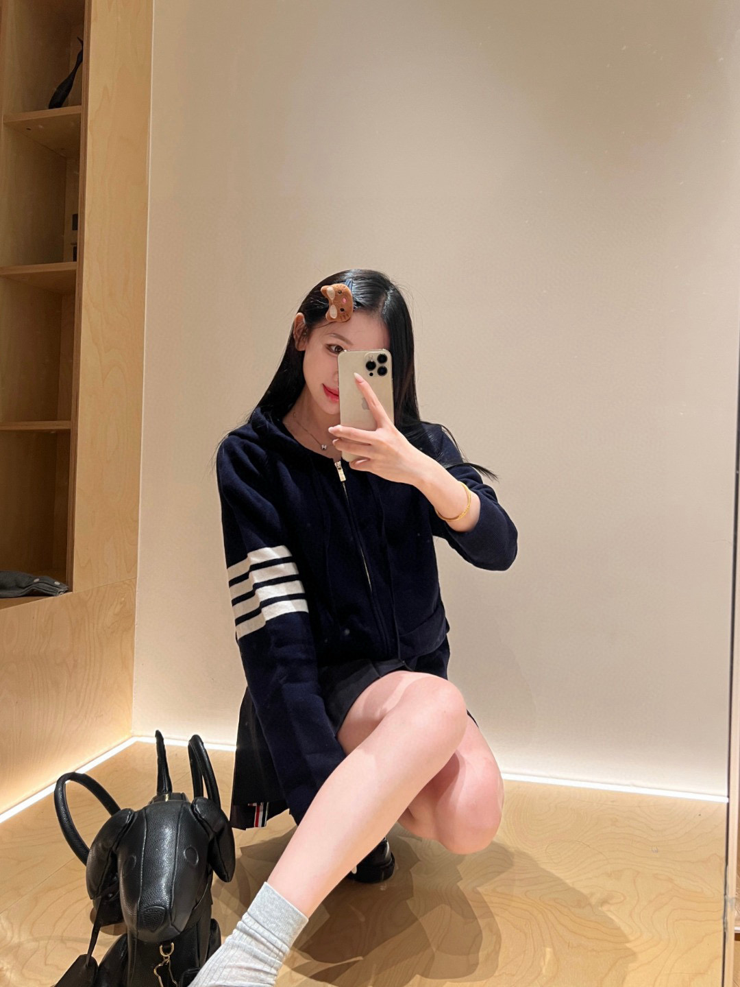 Thom Browne 톰브라운 클래식 사선완장 울 니트 후드 집업 3