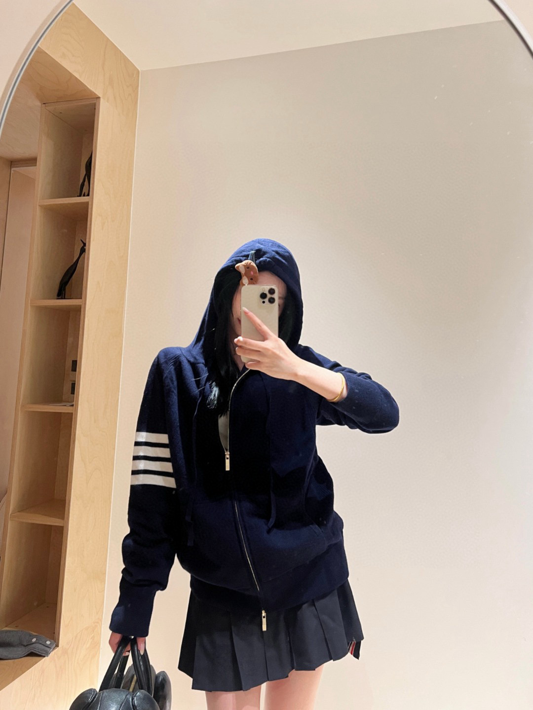 Thom Browne 톰브라운 클래식 사선완장 울 니트 후드 집업 4