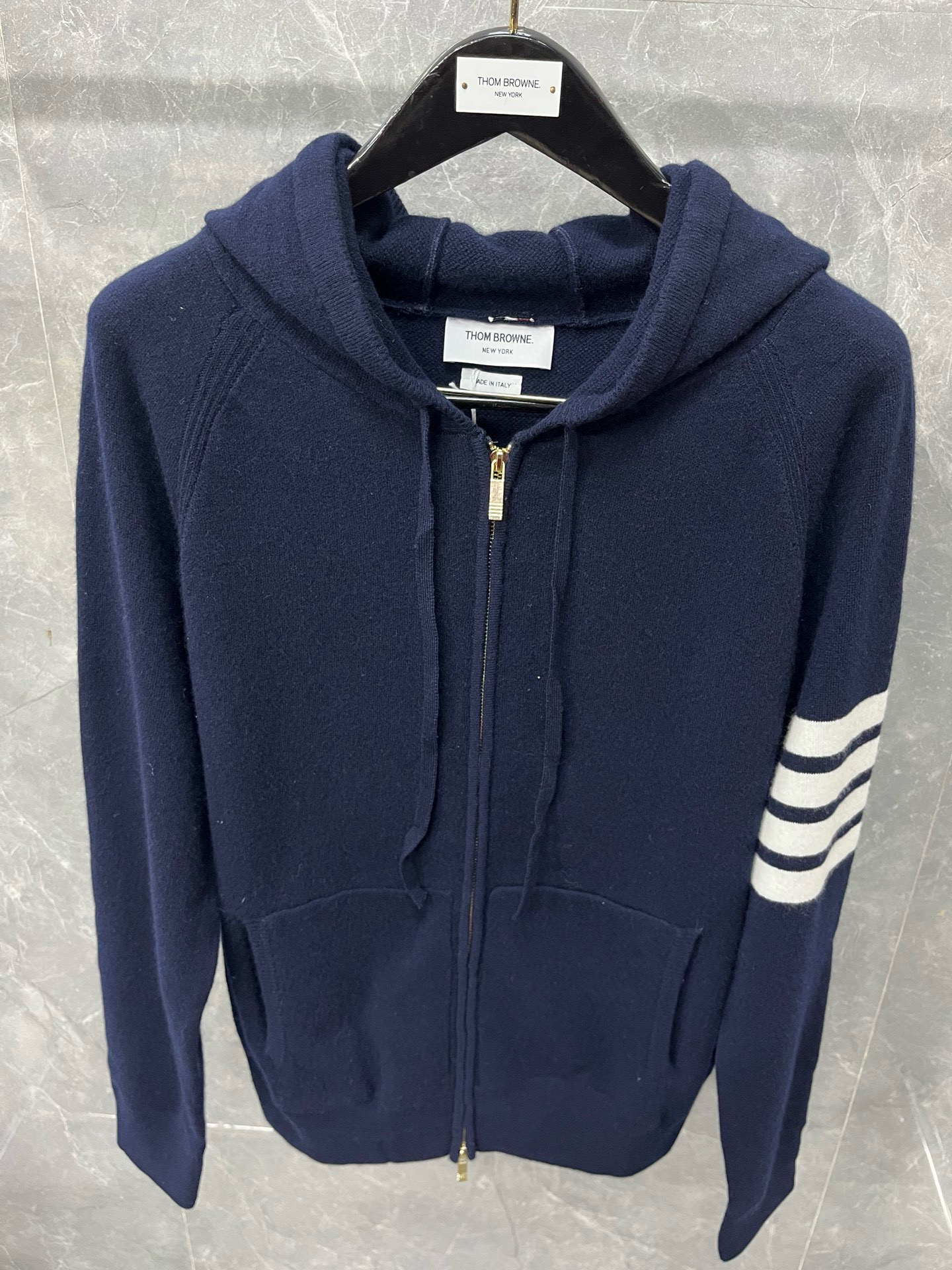 Thom Browne 톰브라운 클래식 사선완장 울 니트 후드 집업 9