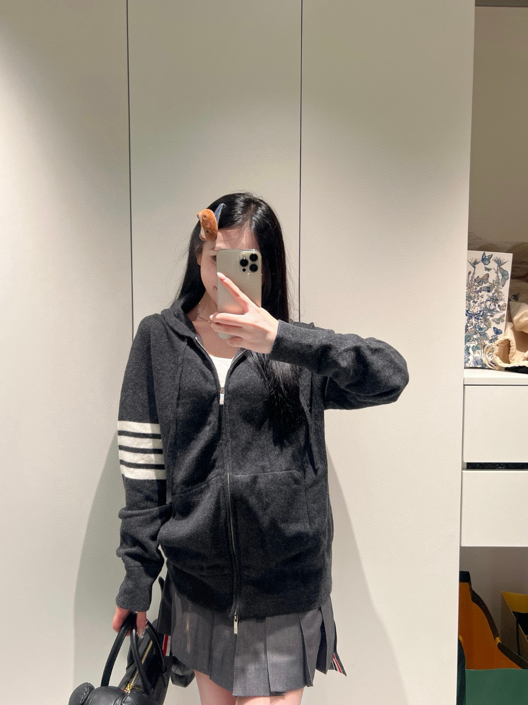 Thom Browne 톰브라운 클래식 사선완장 울 니트 후드 집업 15