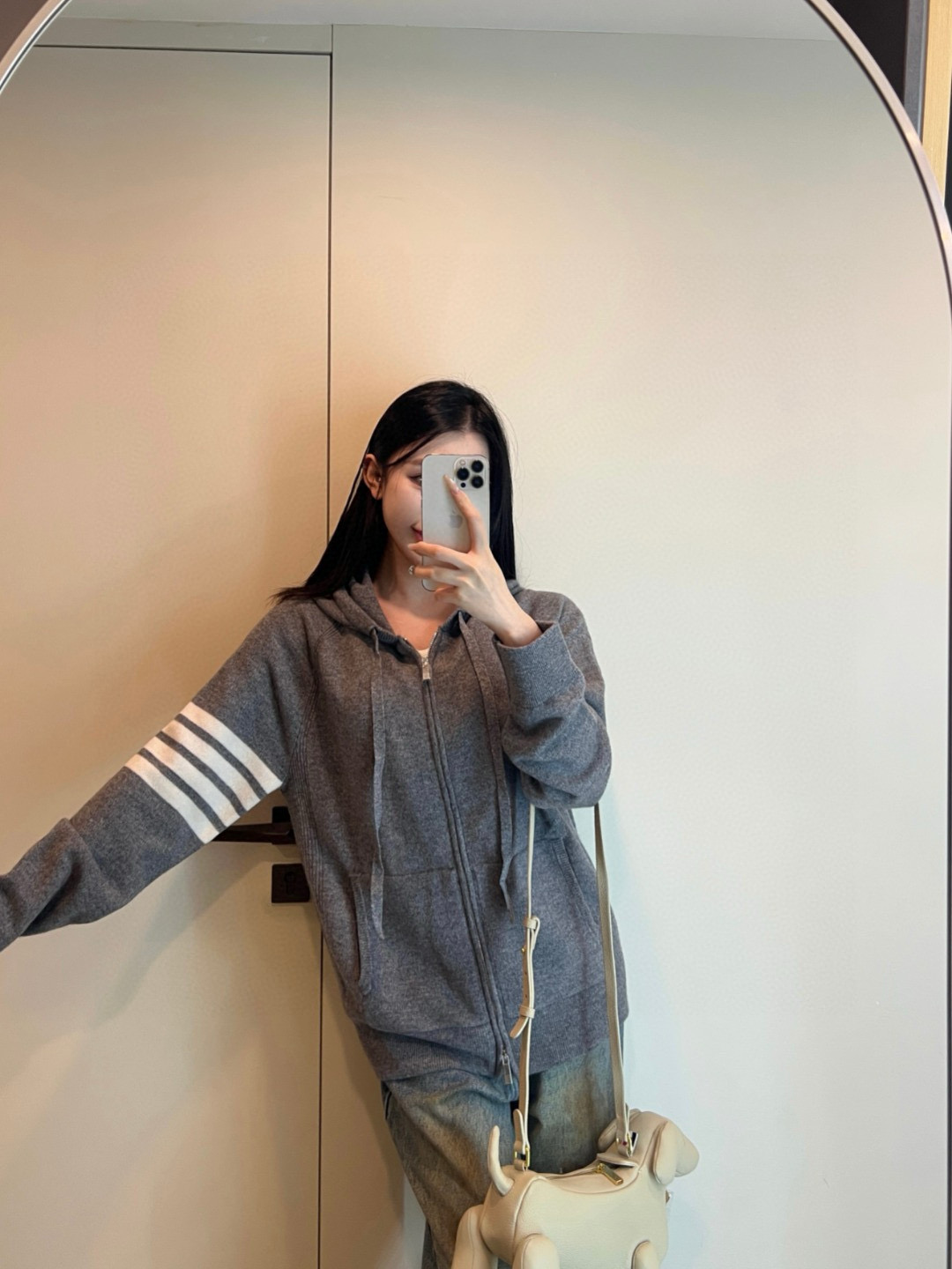 Thom Browne 톰브라운 클래식 사선완장 울 니트 후드 집업 6