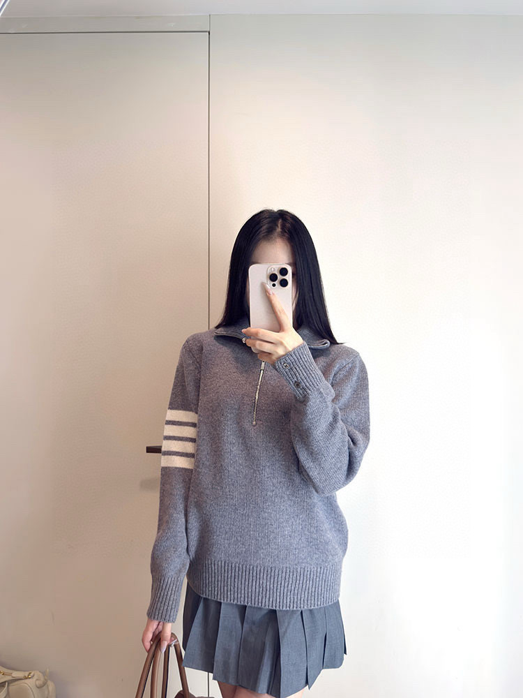Thom Browne 톰브라운 양모 하프집업 스트라이프 니트 스웨터 4