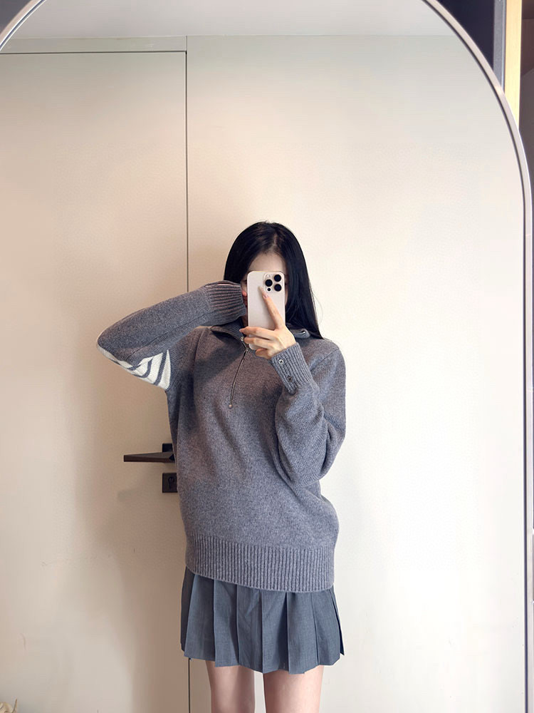 Thom Browne 톰브라운 양모 하프집업 스트라이프 니트 스웨터 5