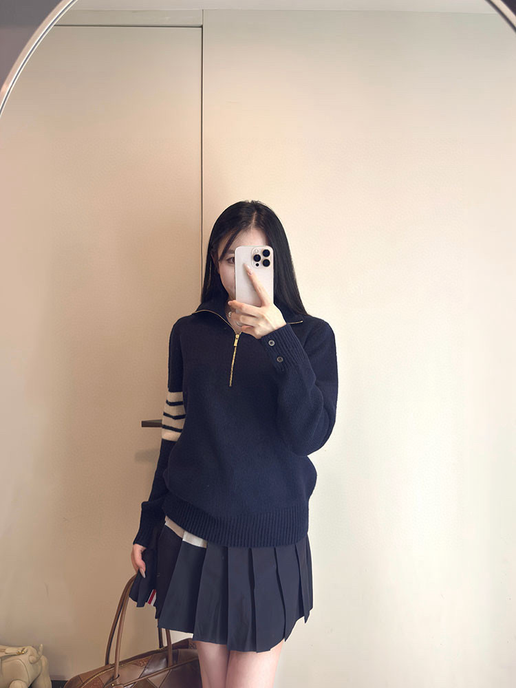 Thom Browne 톰브라운 양모 하프집업 스트라이프 니트 스웨터 3