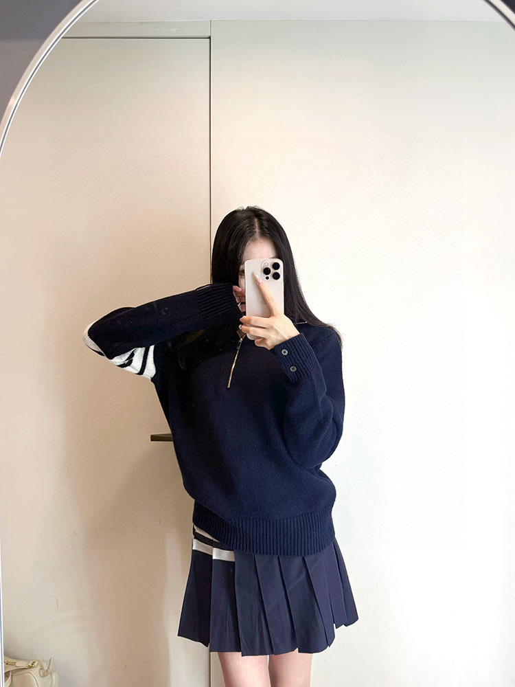 Thom Browne 톰브라운 양모 하프집업 스트라이프 니트 스웨터 4