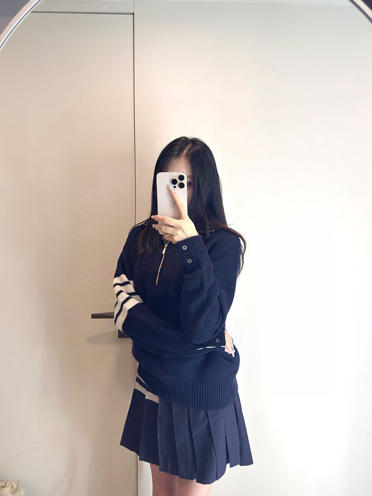 Thom Browne 톰브라운 양모 하프집업 스트라이프 니트 스웨터 5