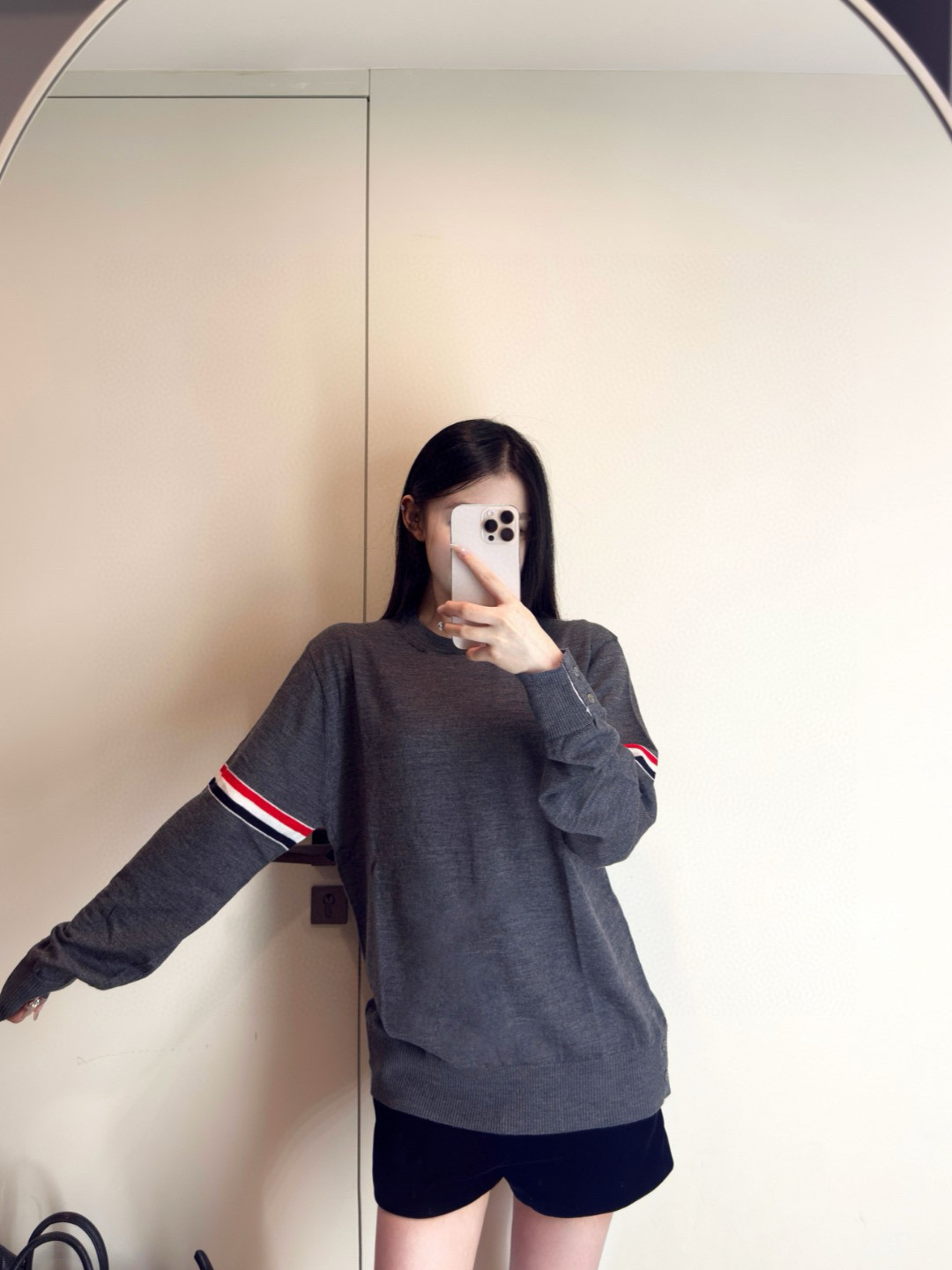 Thom Browne 톰브라운 더블 슬리브 스트라이프 메리노 울 라운드넥 니트 3