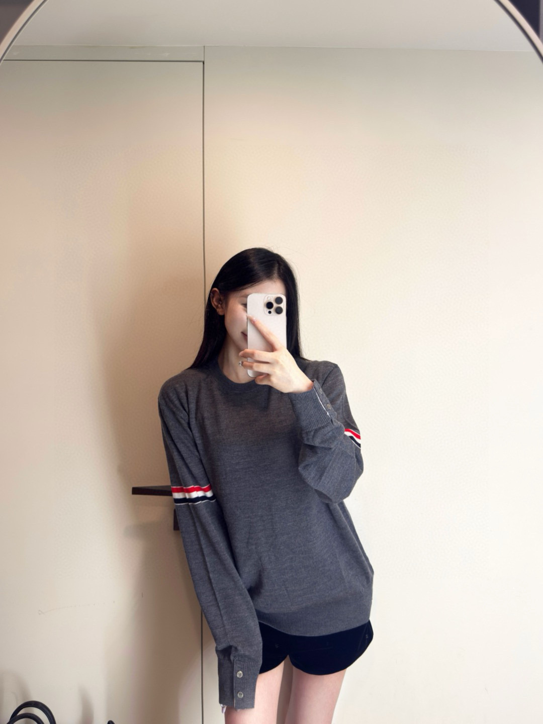 Thom Browne 톰브라운 더블 슬리브 스트라이프 메리노 울 라운드넥 니트 5