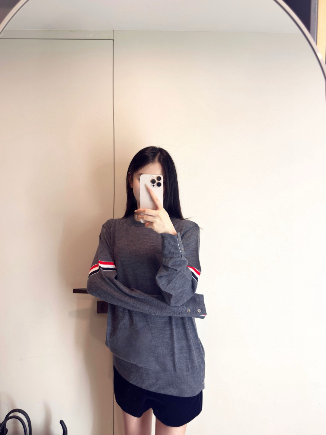 Thom Browne 톰브라운 더블 슬리브 스트라이프 메리노 울 라운드넥 니트 6