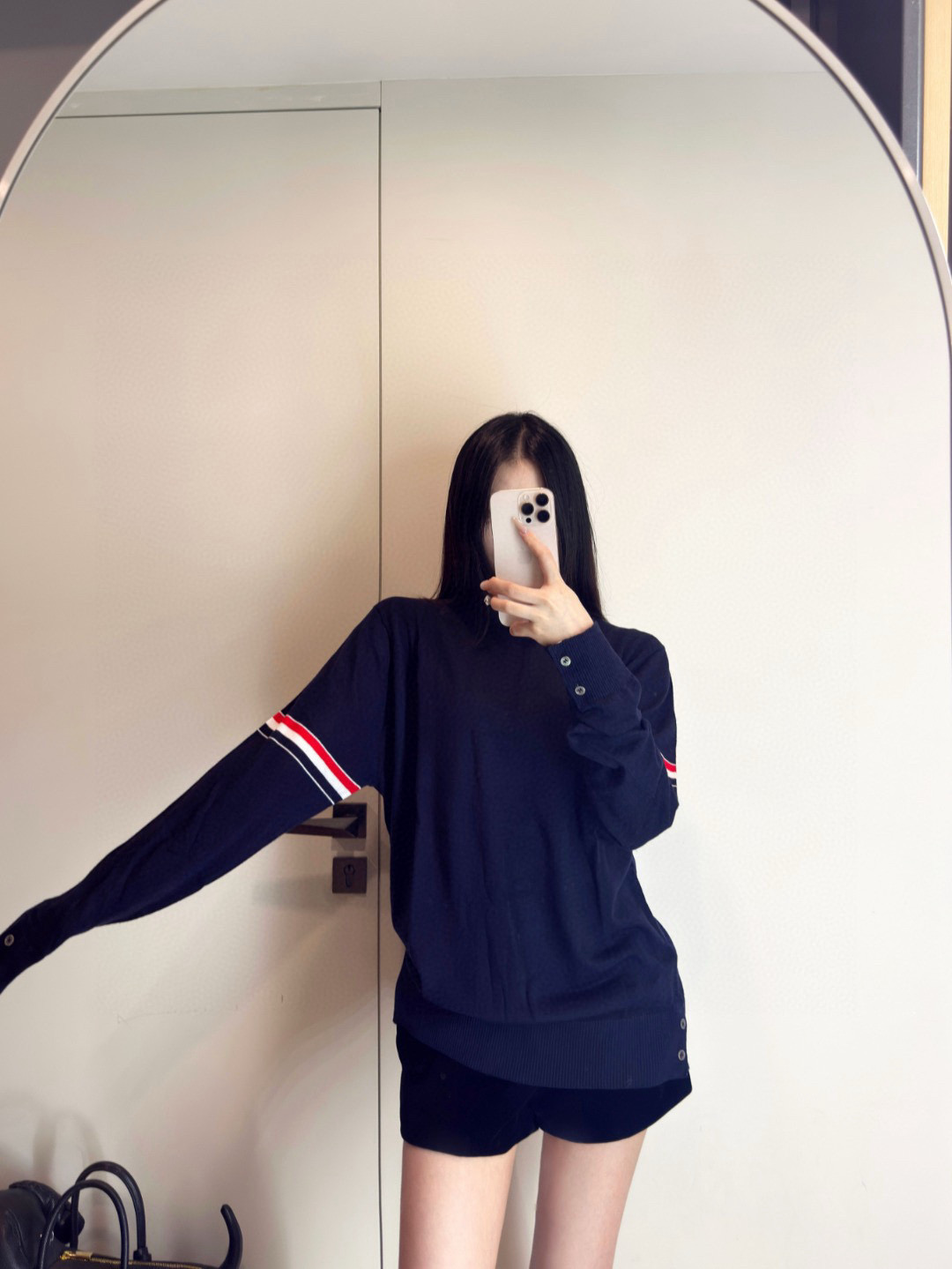 Thom Browne 톰브라운 더블 슬리브 스트라이프 메리노 울 라운드넥 니트 3