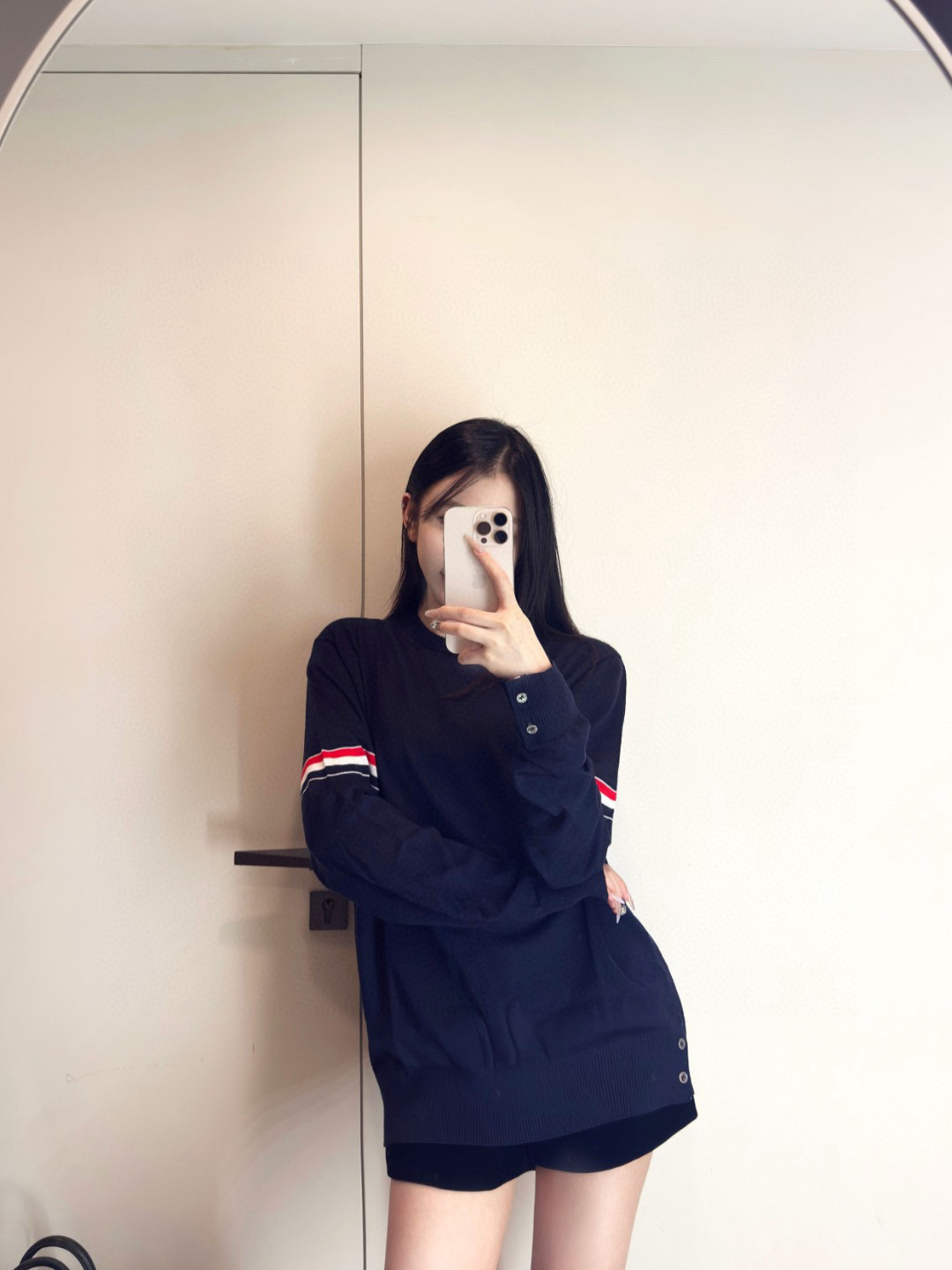 Thom Browne 톰브라운 더블 슬리브 스트라이프 메리노 울 라운드넥 니트 4