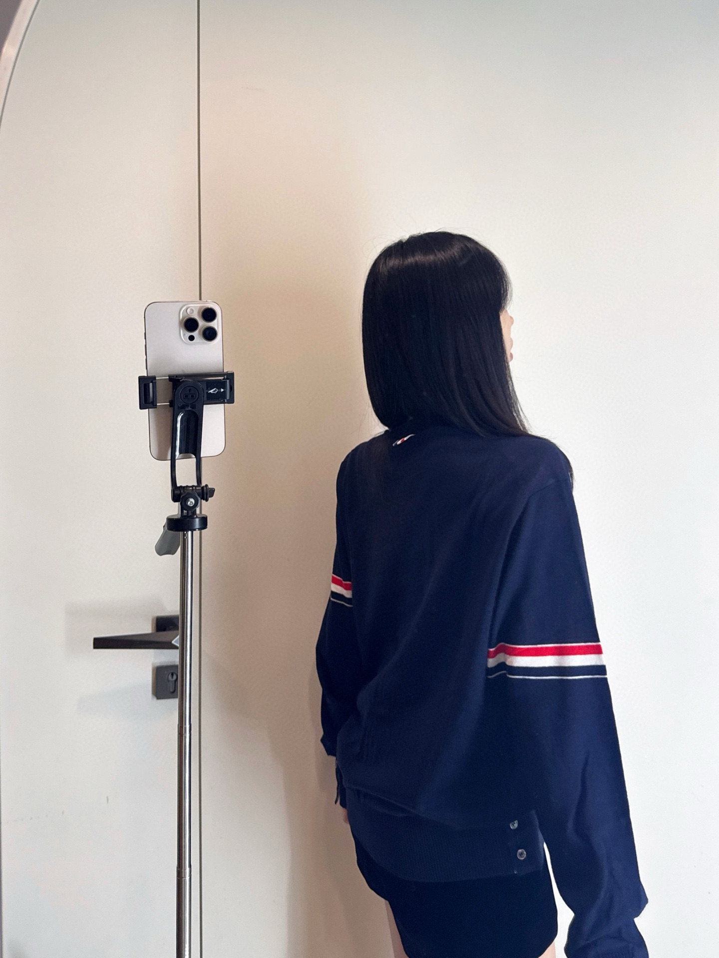 Thom Browne 톰브라운 더블 슬리브 스트라이프 메리노 울 라운드넥 니트 5