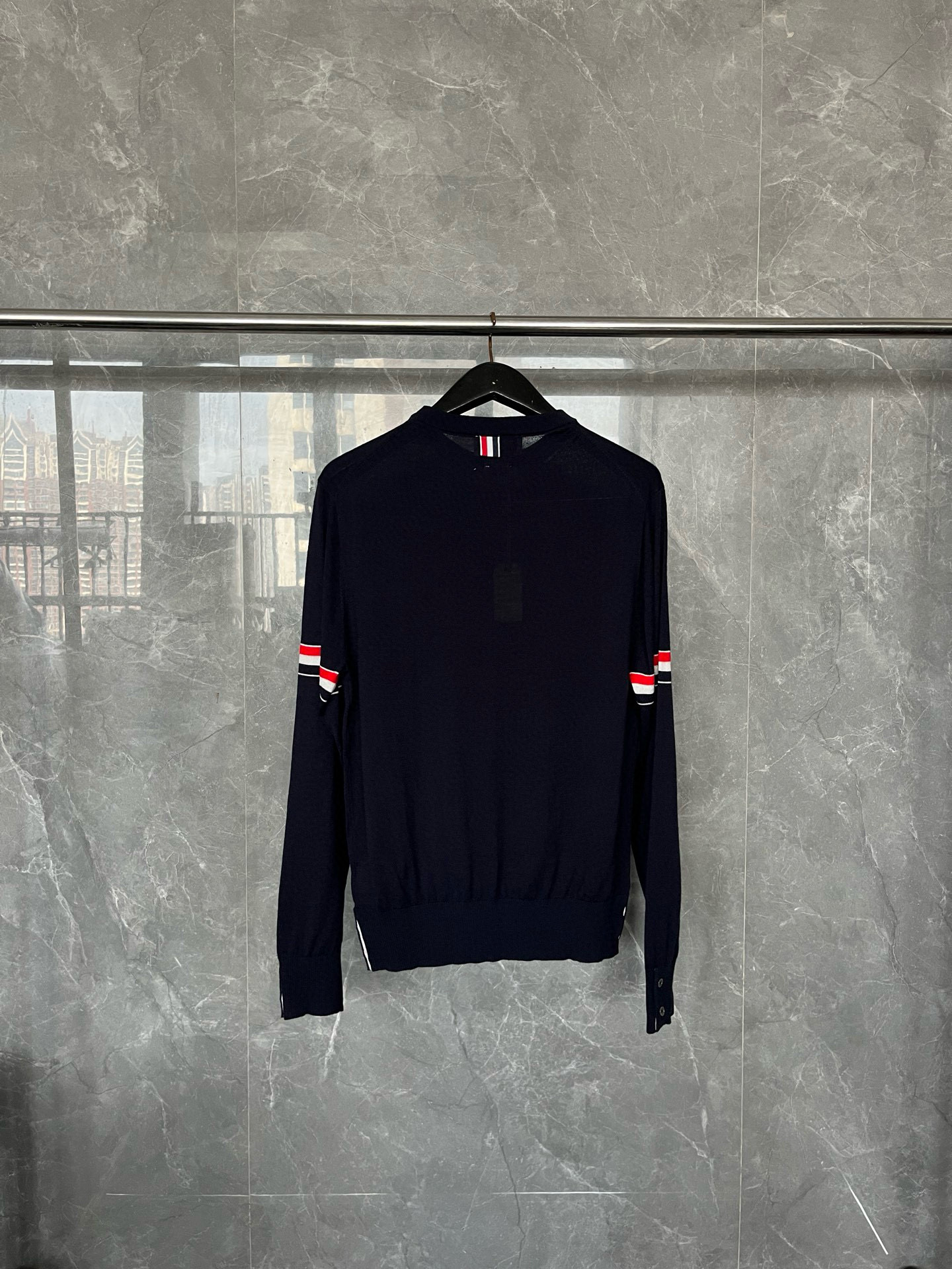 Thom Browne 톰브라운 더블 슬리브 스트라이프 메리노 울 라운드넥 니트 13