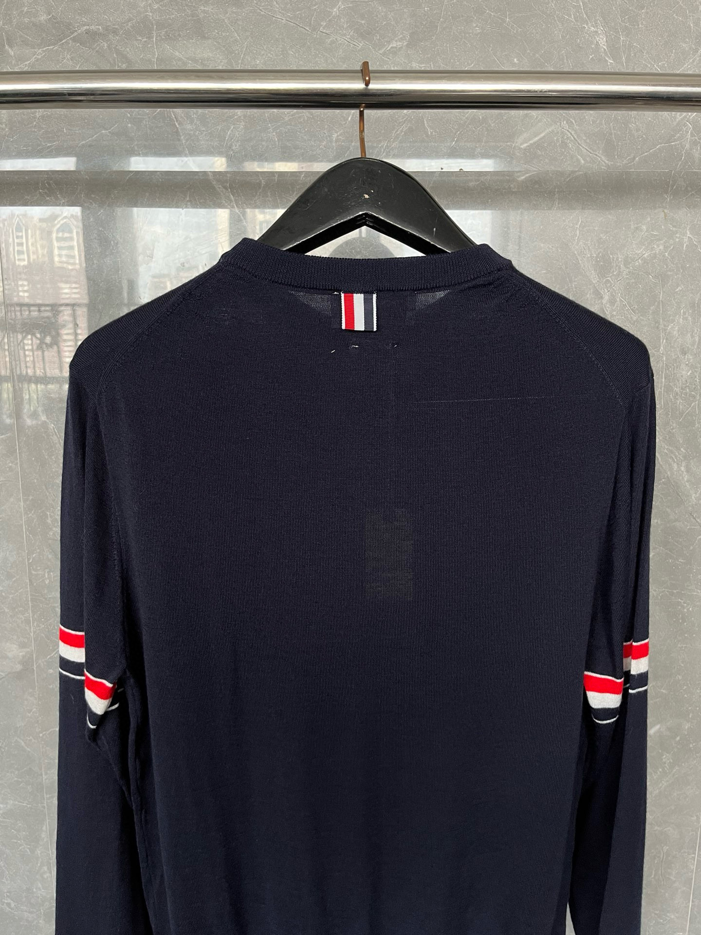 Thom Browne 톰브라운 더블 슬리브 스트라이프 메리노 울 라운드넥 니트 14