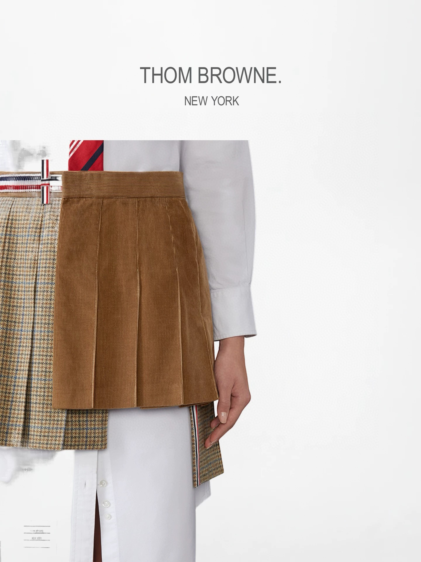 Thom Browne 톰브라운 클래식 체크 플리츠 랩 스커트 3