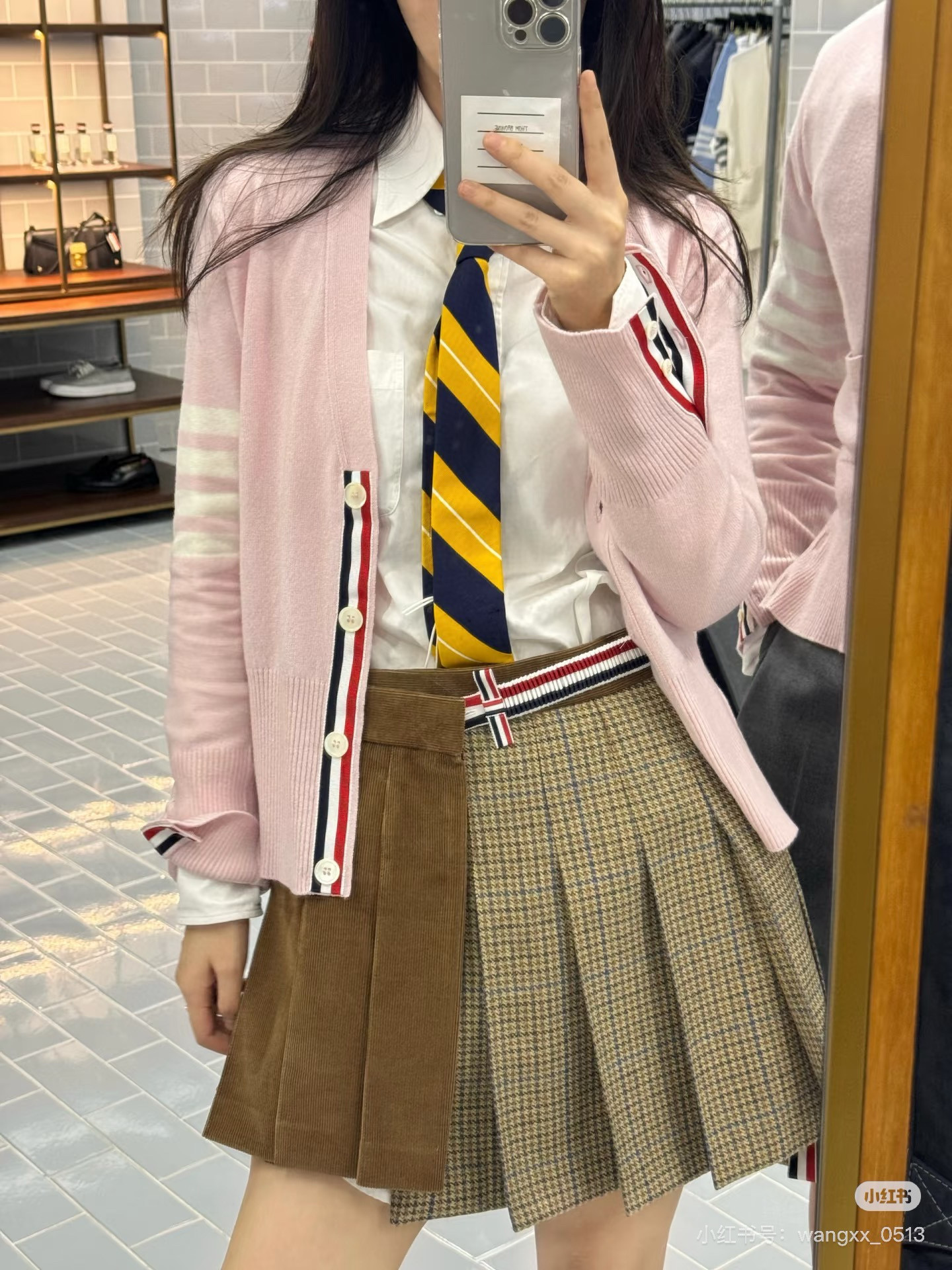 Thom Browne 톰브라운 클래식 체크 플리츠 랩 스커트 18