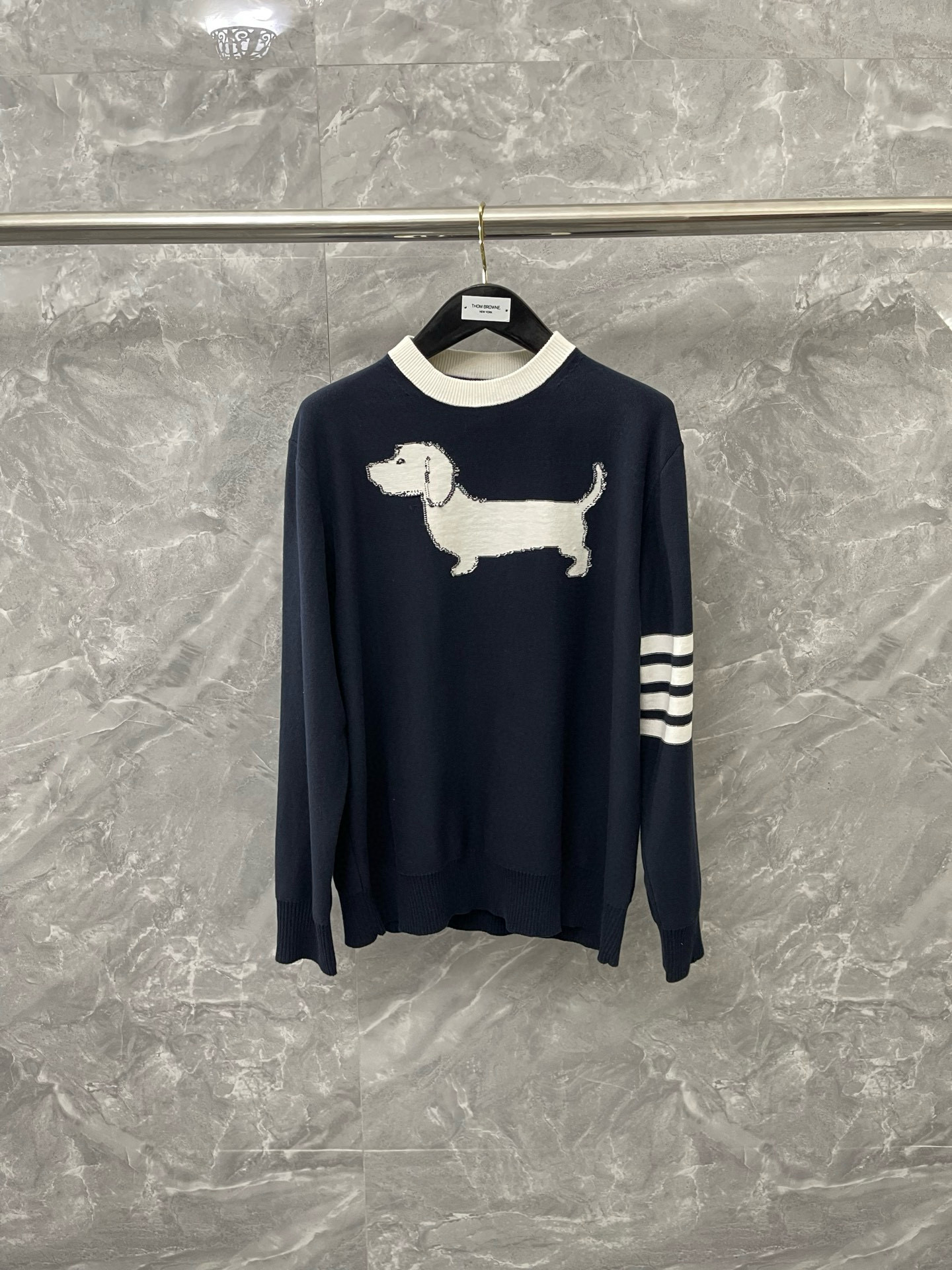 Thom Browne 톰브라운 개 패턴 라운드넥 니트 스웨터 4