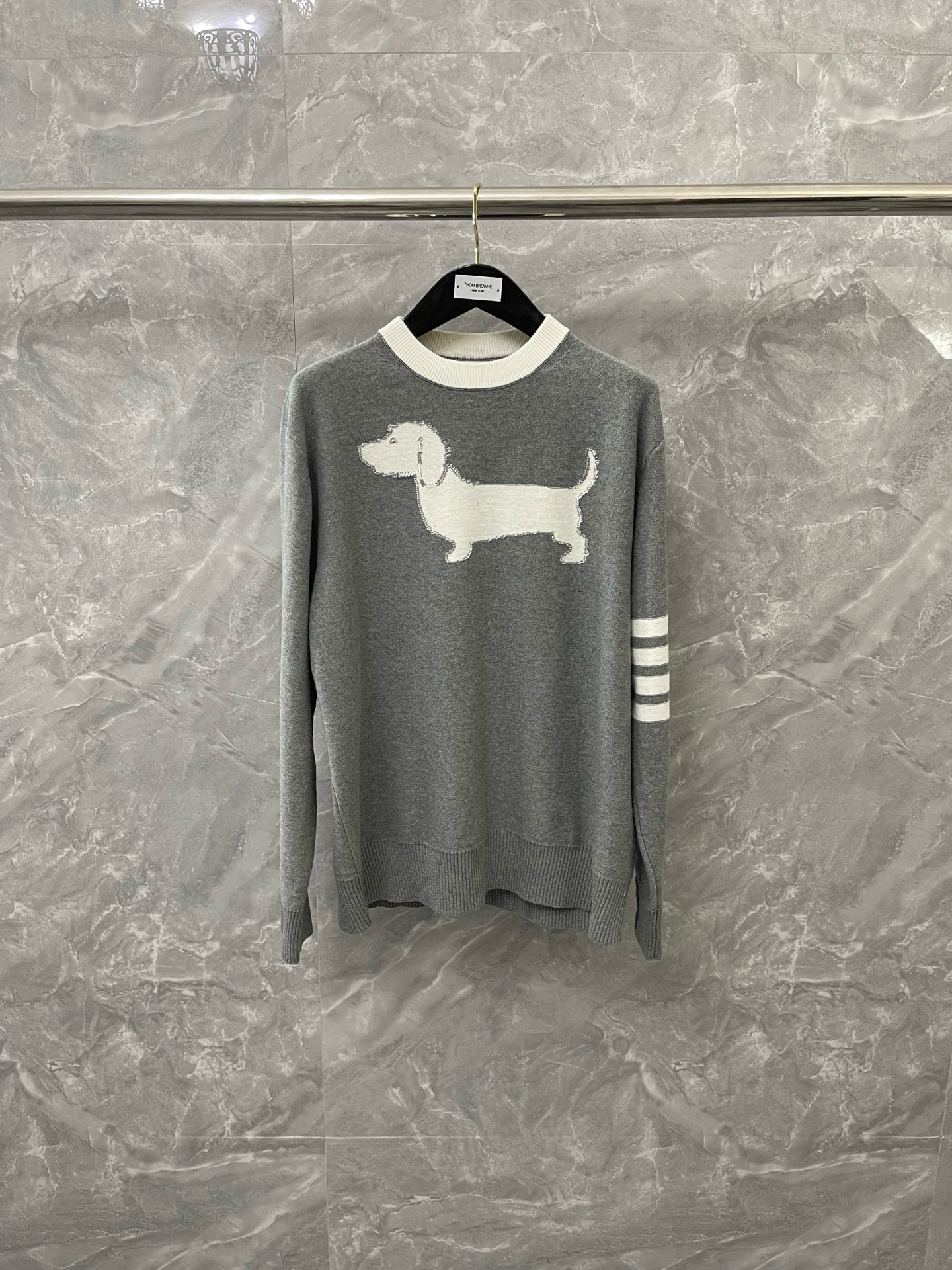 Thom Browne 톰브라운 개 패턴 라운드넥 니트 스웨터 4