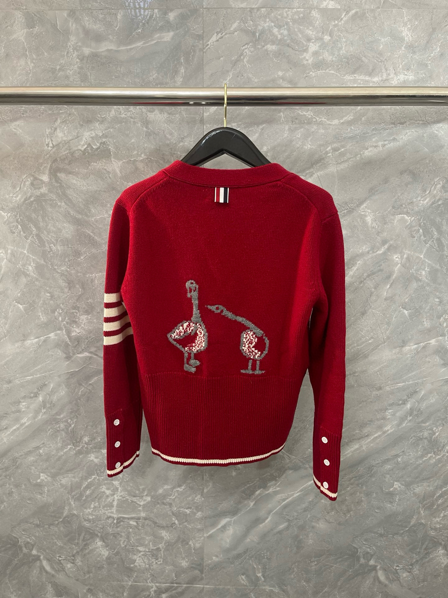 Thom Browne 톰브라운 거위 자수 스트라이프 울 가디건 9