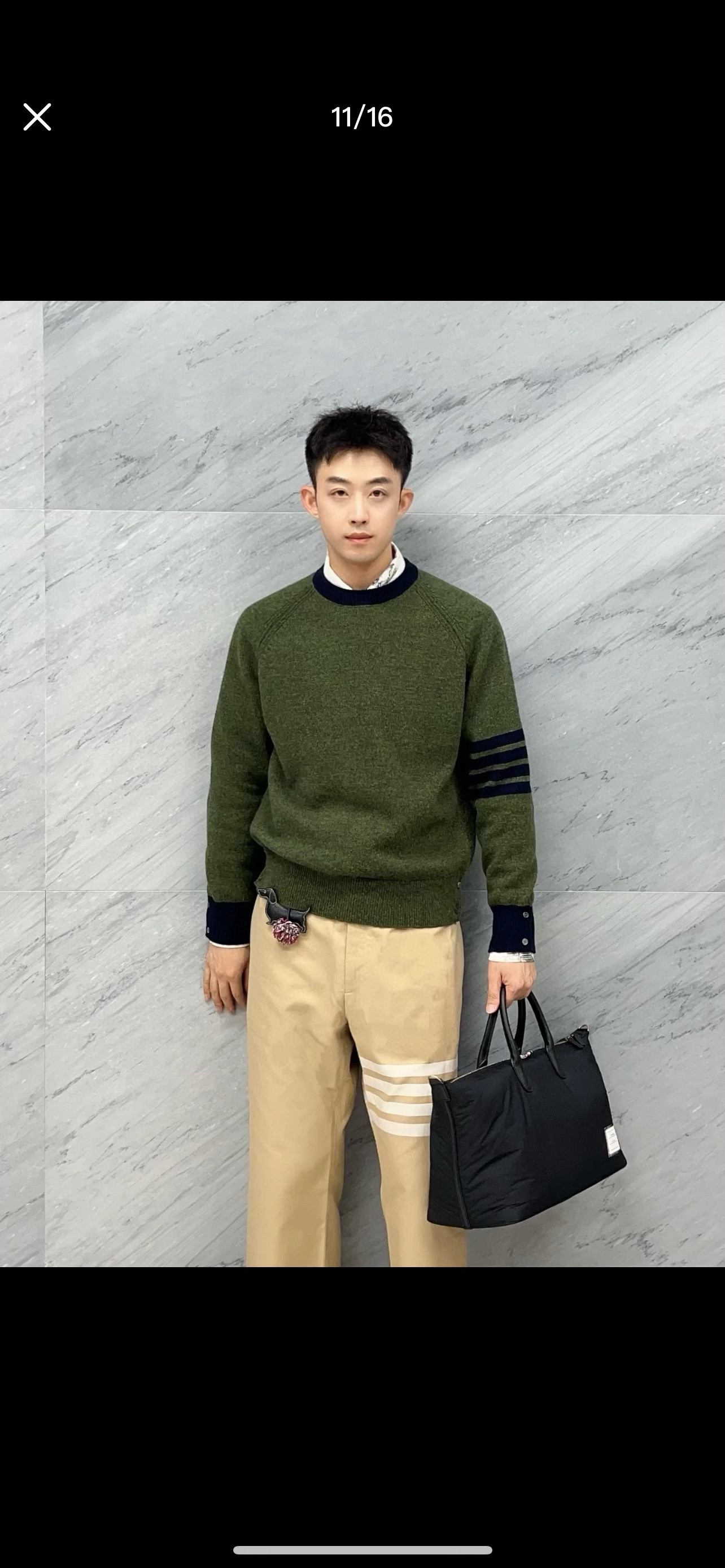 Thom Browne 톰브라운 사선 완장 스트라이프 울 니트 스웨터 3