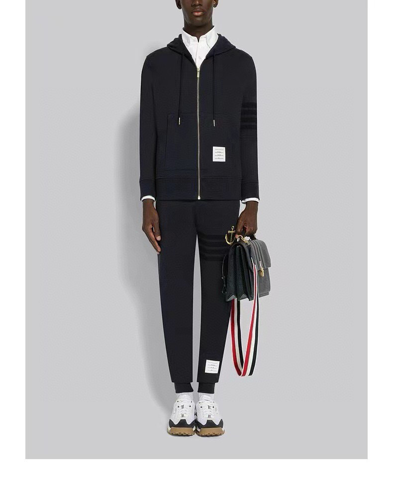 Thom Browne 톰브라운 사선 스트라이프 앵커 자수 집업 후드티 6