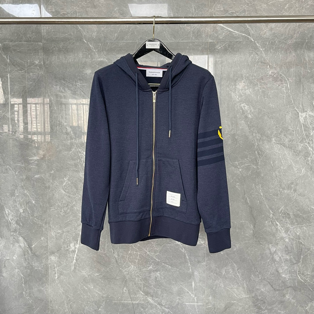 Thom Browne 톰브라운 사선 스트라이프 앵커 자수 집업 후드티 7