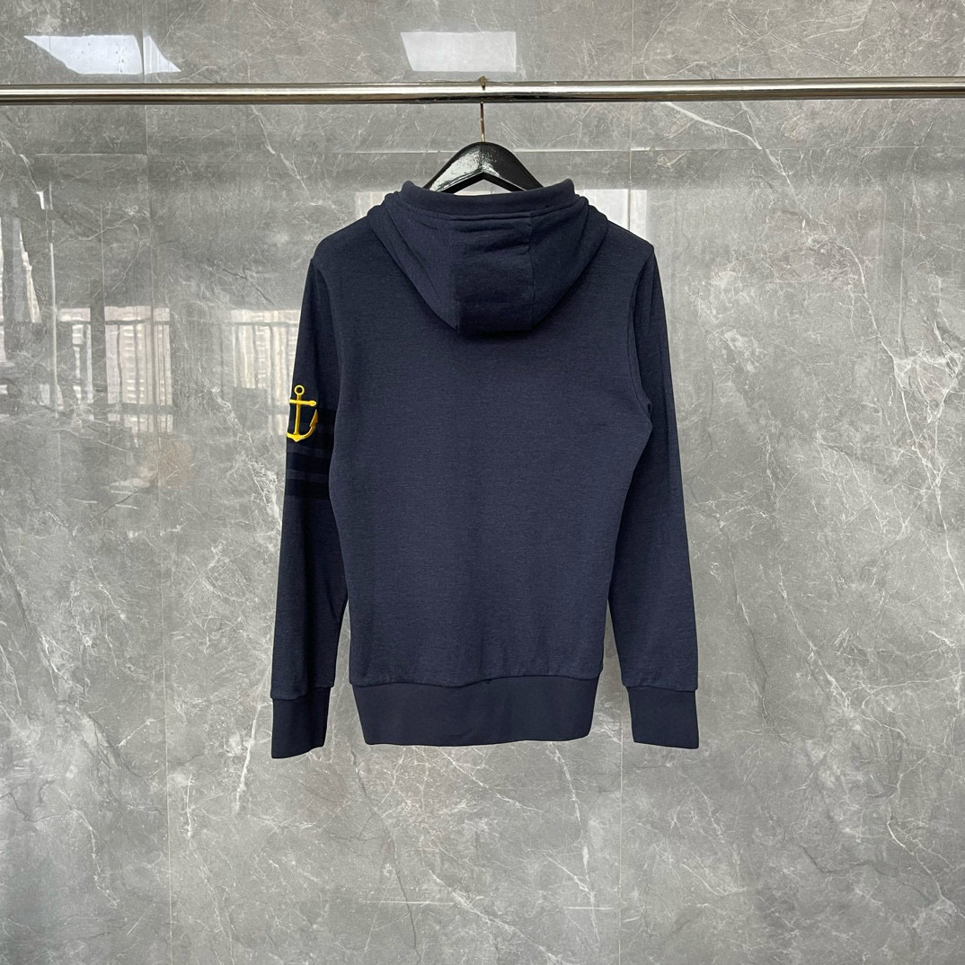 Thom Browne 톰브라운 사선 스트라이프 앵커 자수 집업 후드티 13