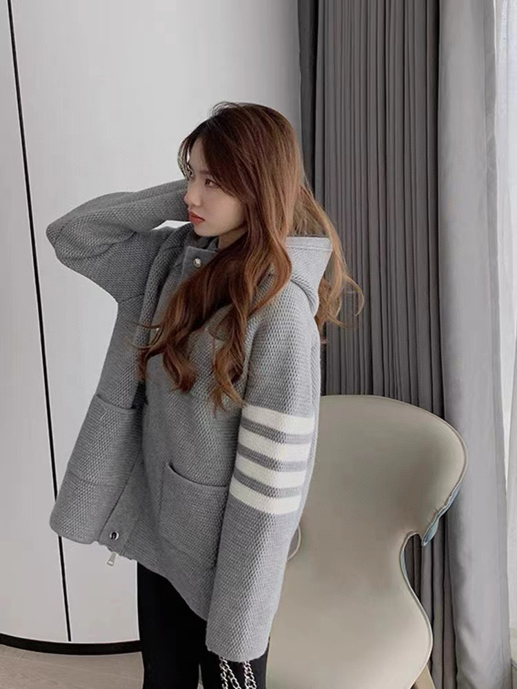 Thom Browne 톰브라운 스트라이프 니트 후드 집업 재킷 4