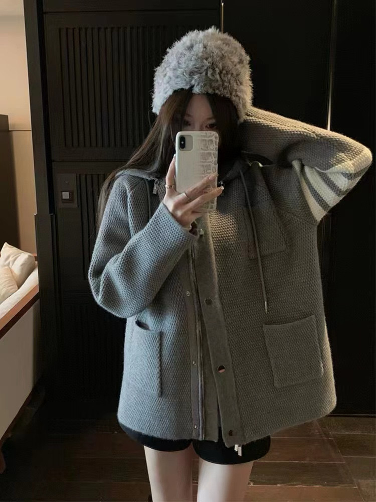 Thom Browne 톰브라운 스트라이프 니트 후드 집업 재킷 7