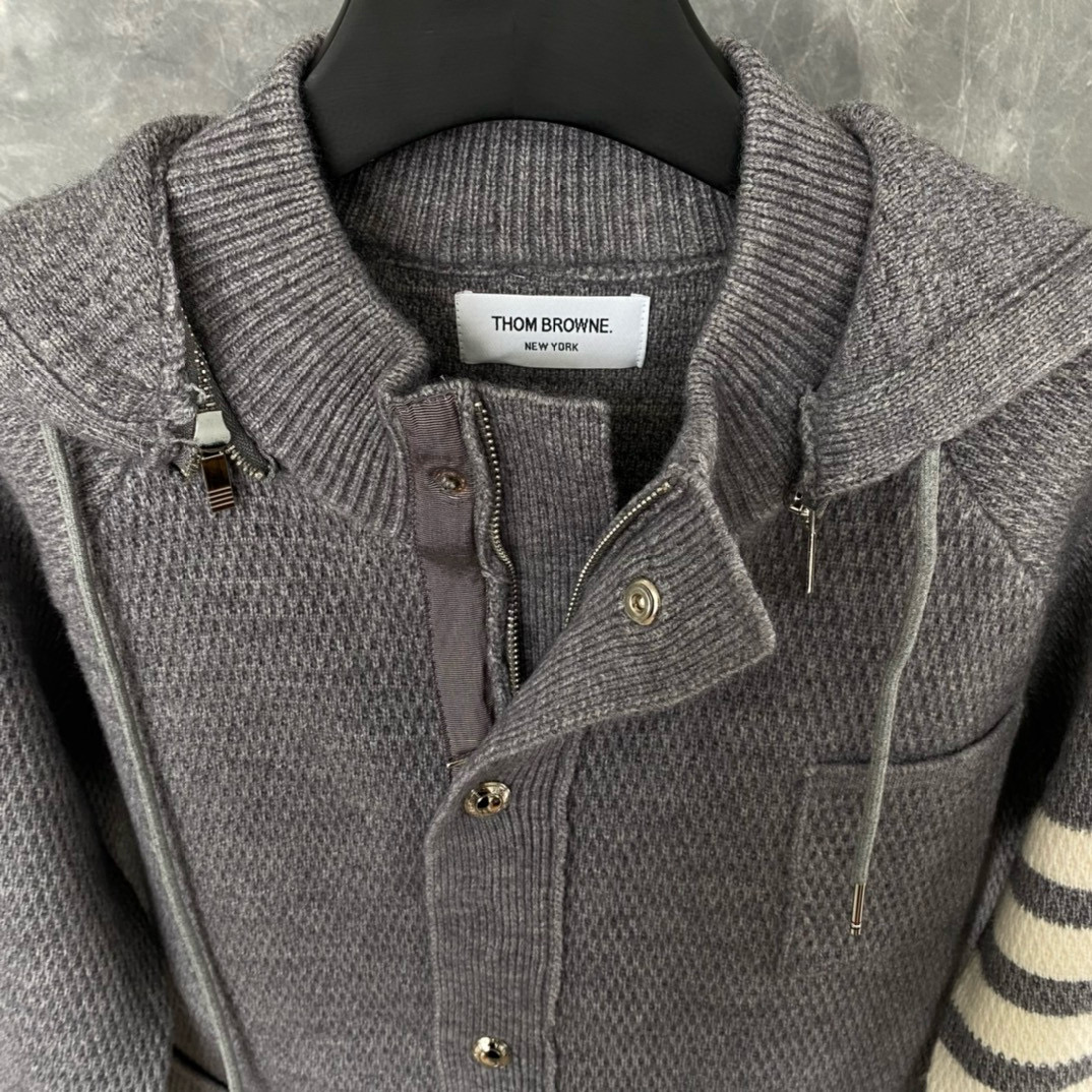 Thom Browne 톰브라운 스트라이프 니트 후드 집업 재킷 10