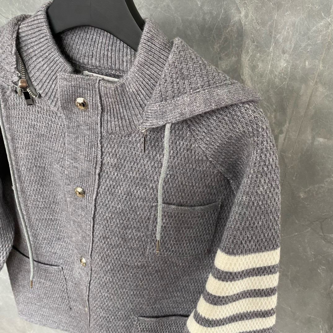 Thom Browne 톰브라운 스트라이프 니트 후드 집업 재킷 11
