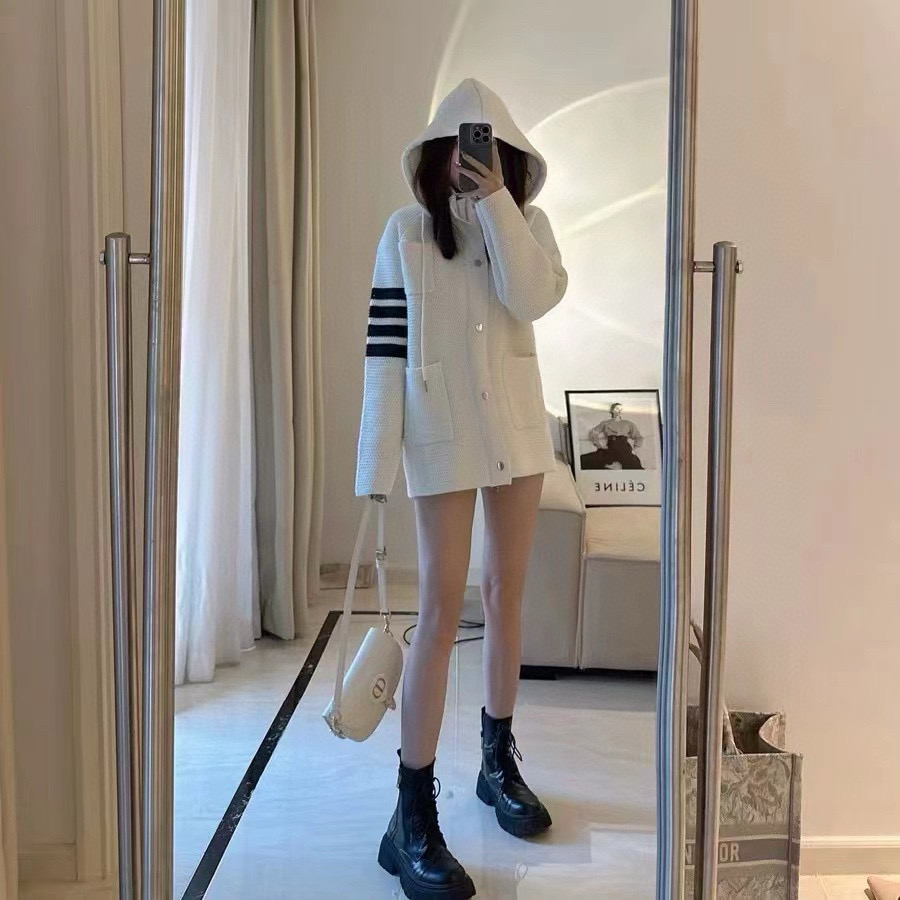 Thom Browne 톰브라운 스트라이프 니트 후드 집업 재킷 1