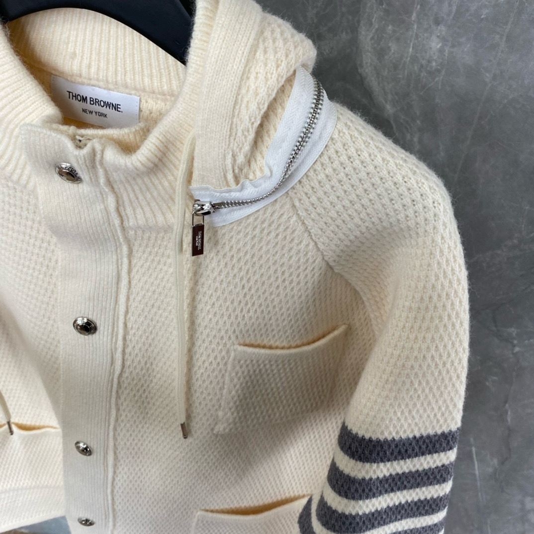 Thom Browne 톰브라운 스트라이프 니트 후드 집업 재킷 10