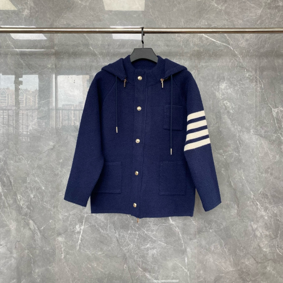 Thom Browne 톰브라운 스트라이프 니트 후드 집업 재킷 4