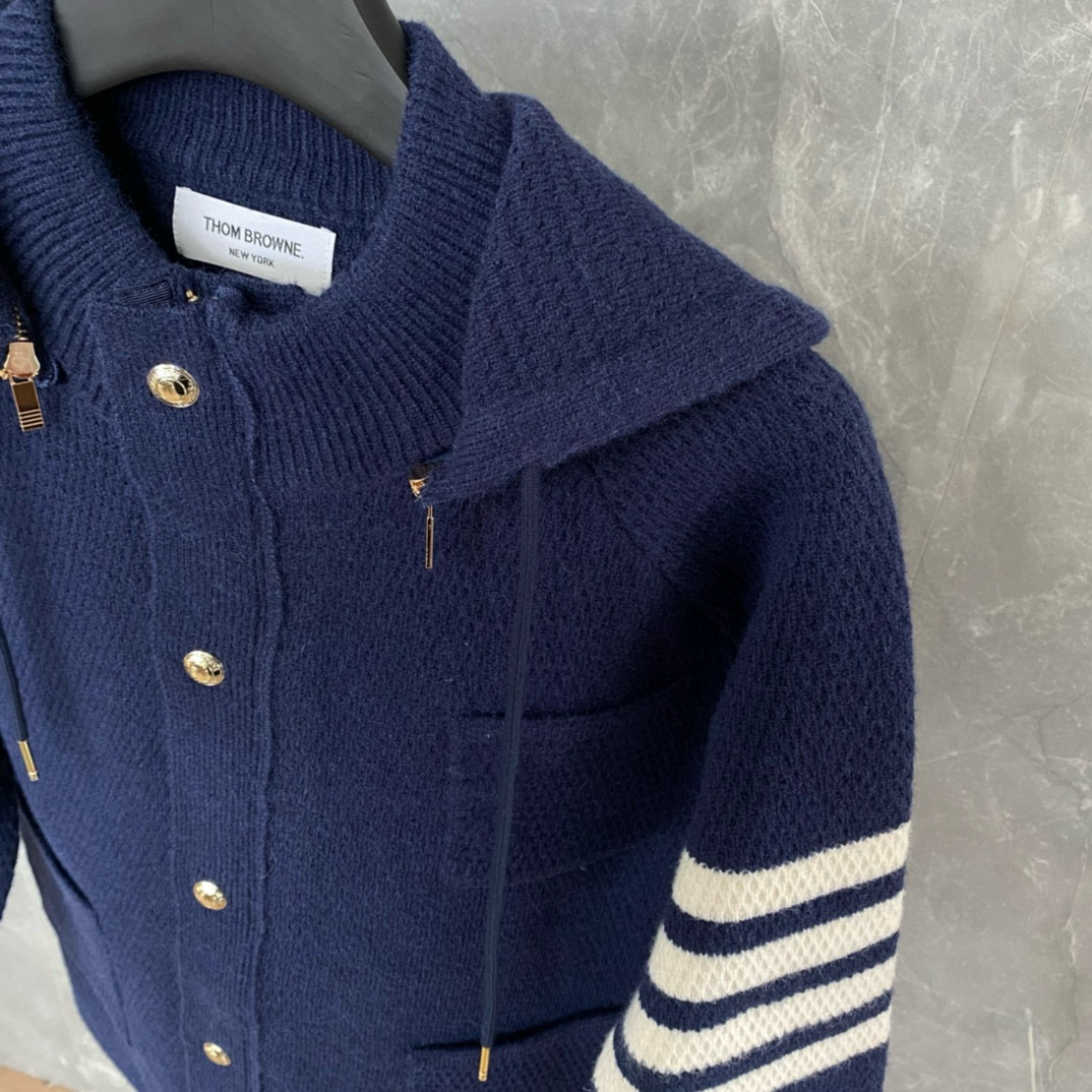 Thom Browne 톰브라운 스트라이프 니트 후드 집업 재킷 7