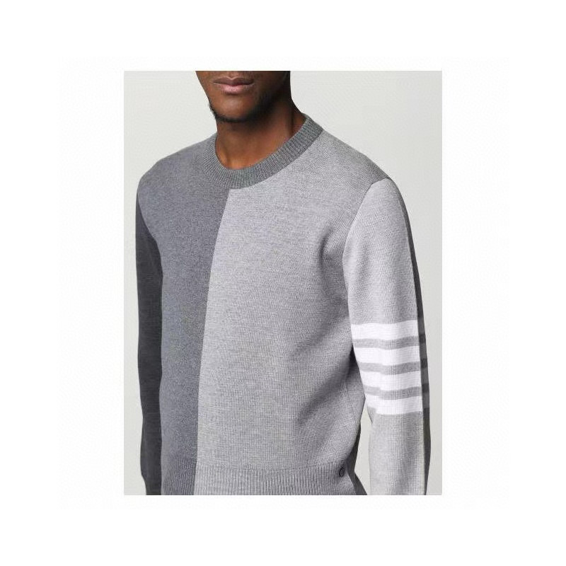 Thom Browne 톰브라운 그레이 컬러블록 라운드넥 니트 스웨터 3