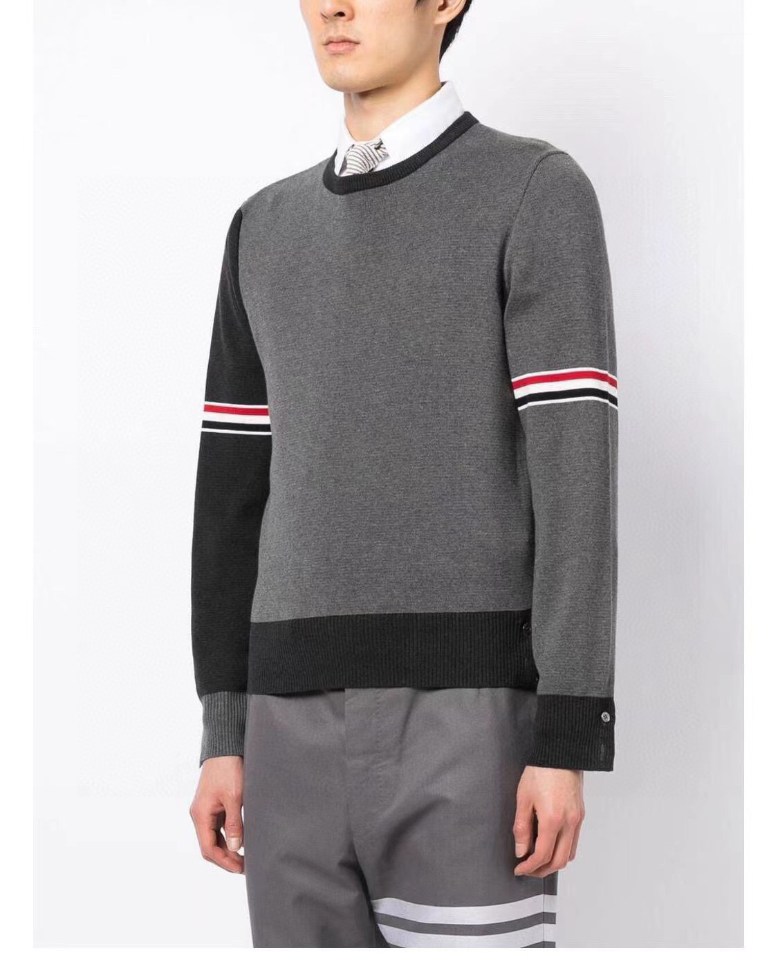 Thom Browne 톰브라운 TB23/FW 삼색 배색 라운드넥 니트 스웨터 2