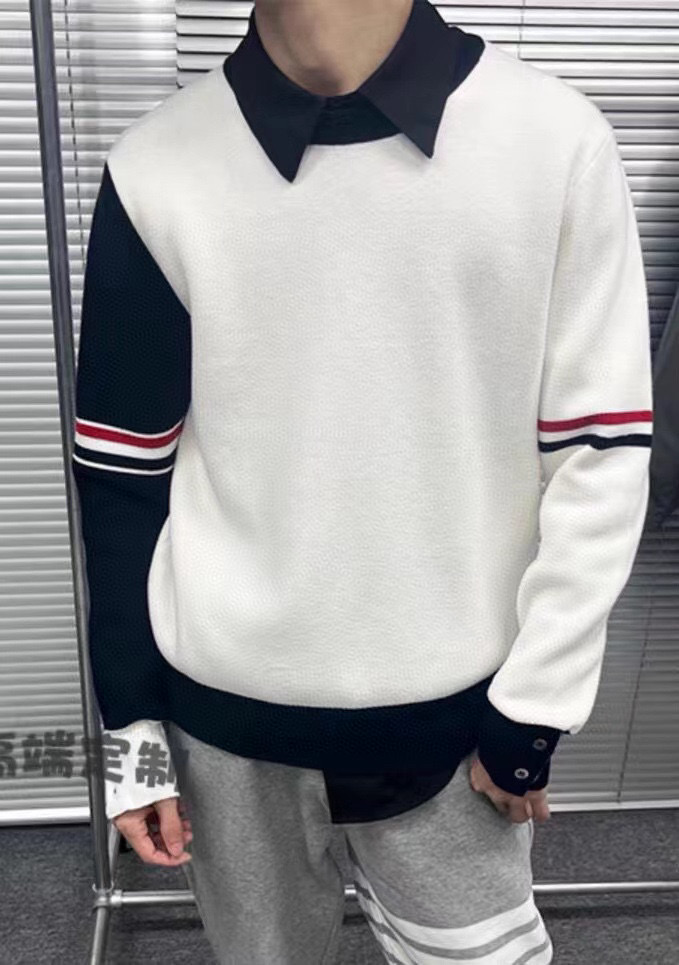 Thom Browne 톰브라운 TB23/FW 삼색 배색 라운드넥 니트 스웨터 4