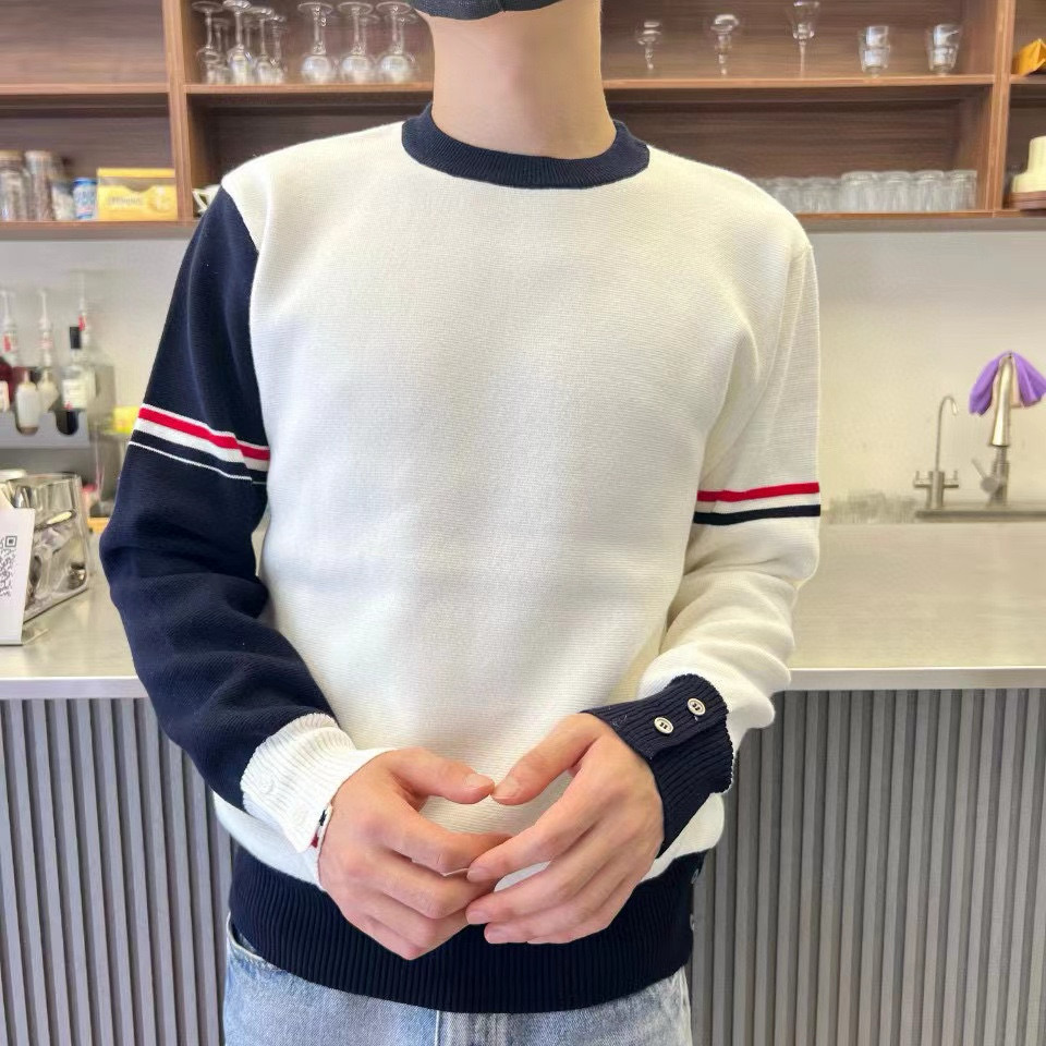 Thom Browne 톰브라운 TB23/FW 삼색 배색 라운드넥 니트 스웨터 5