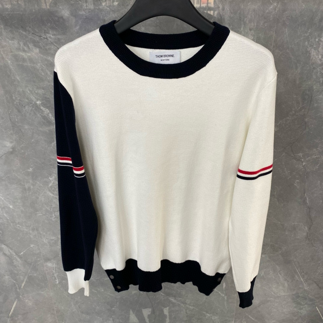 Thom Browne 톰브라운 TB23/FW 삼색 배색 라운드넥 니트 스웨터 10
