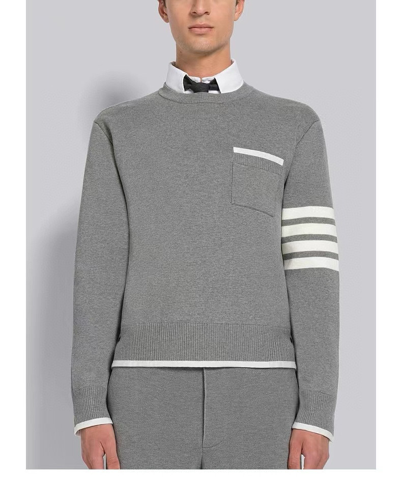 Thom Browne 톰브라운 TB23/FW 가슴 포켓 라운드넥 니트 스웨터 1