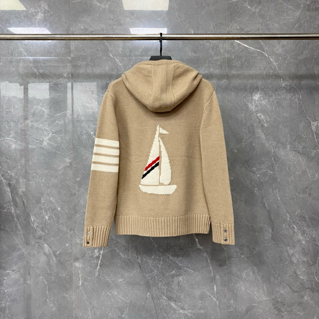 Thom Browne 톰브라운 세일보트 인타르시아 울 후드 집업 니트 8