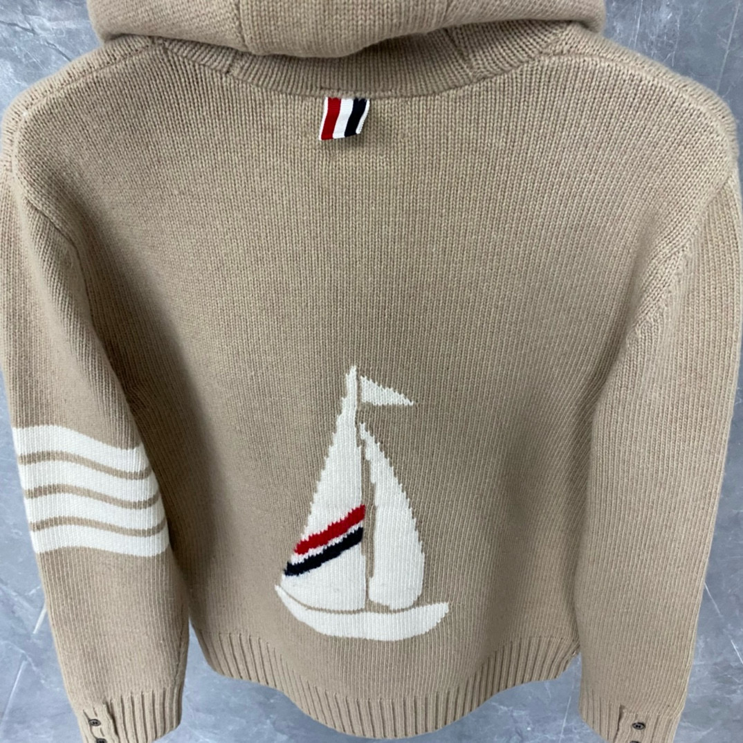 Thom Browne 톰브라운 세일보트 인타르시아 울 후드 집업 니트 10