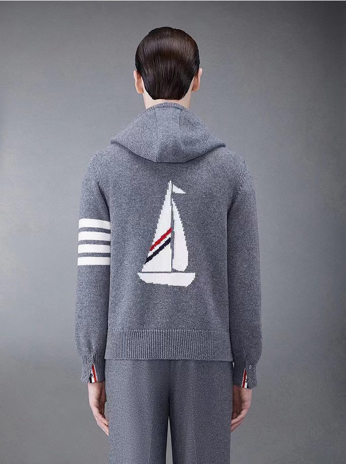 Thom Browne 톰브라운 세일보트 인타르시아 울 후드 집업 니트 2