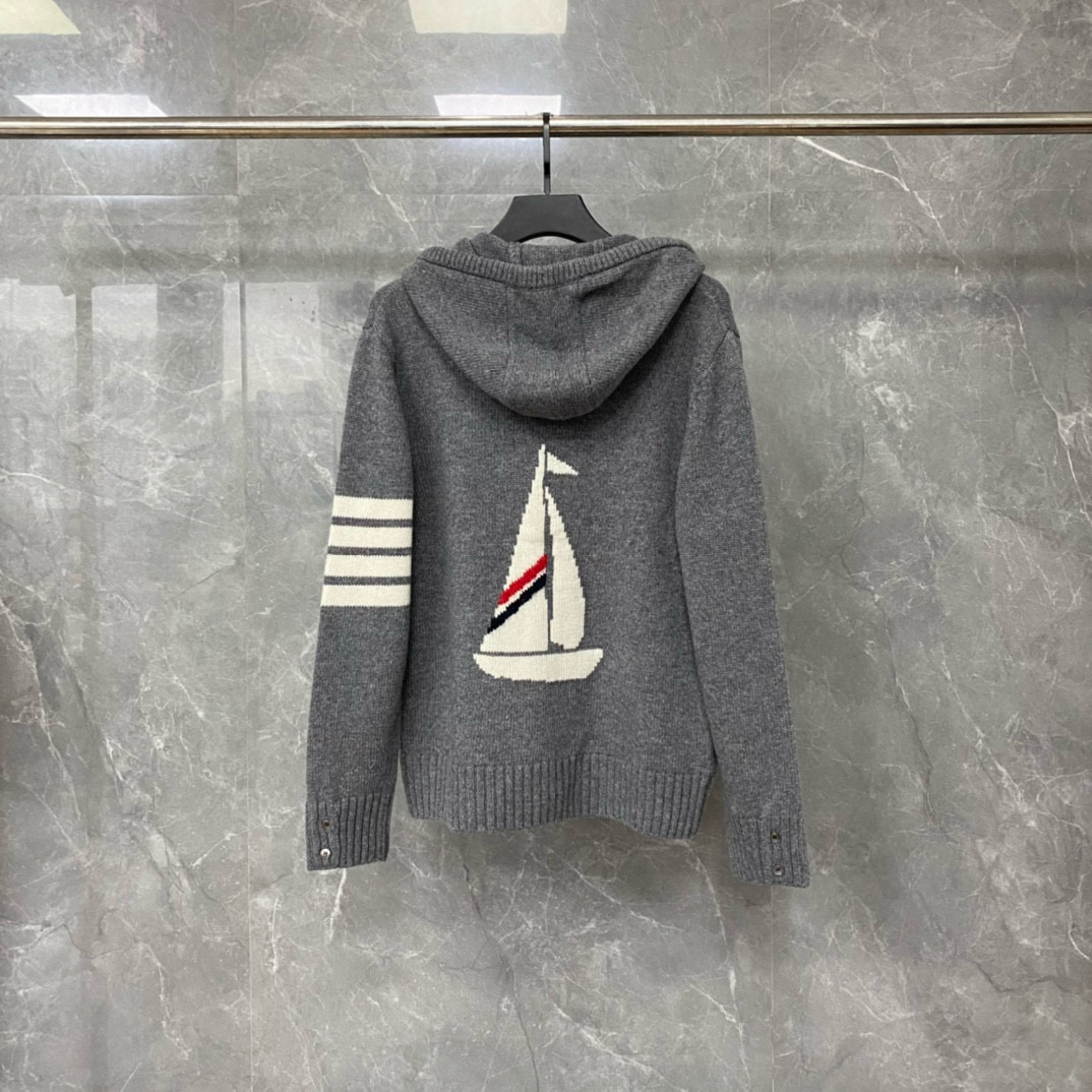 Thom Browne 톰브라운 세일보트 인타르시아 울 후드 집업 니트 6