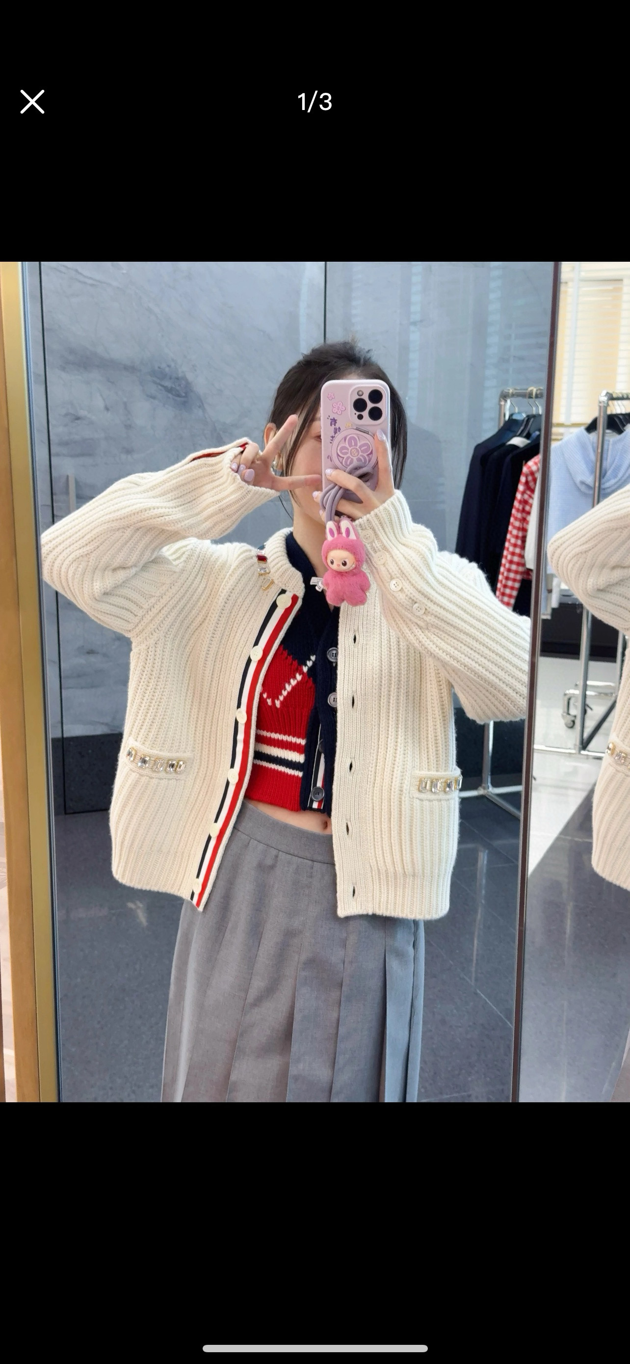 Thom Browne 톰브라운 크리스털 장식 울 니트 가디건 3