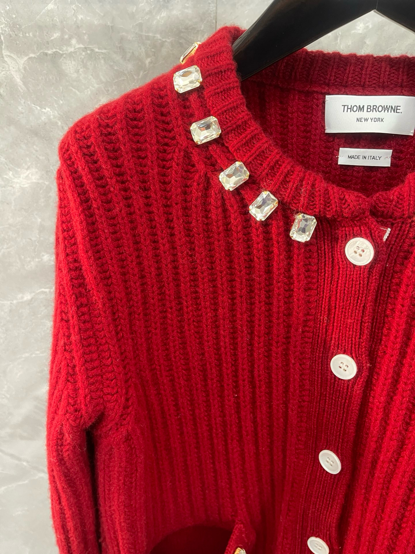 Thom Browne 톰브라운 크리스털 장식 울 니트 가디건 3