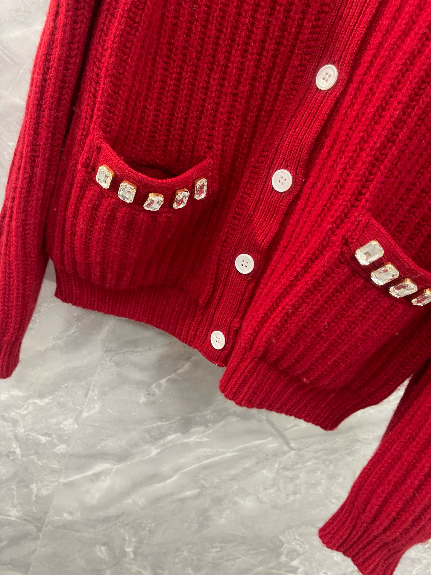 Thom Browne 톰브라운 크리스털 장식 울 니트 가디건 4