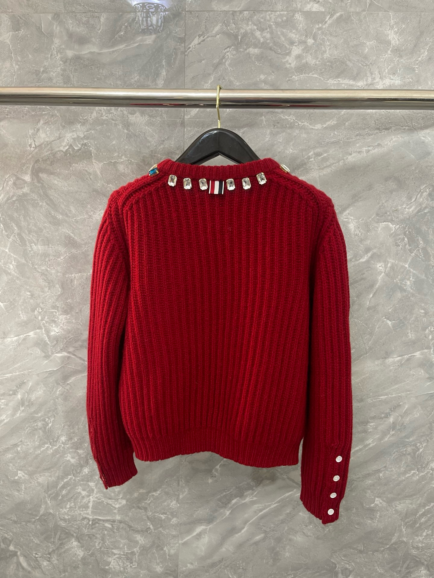 Thom Browne 톰브라운 크리스털 장식 울 니트 가디건 9