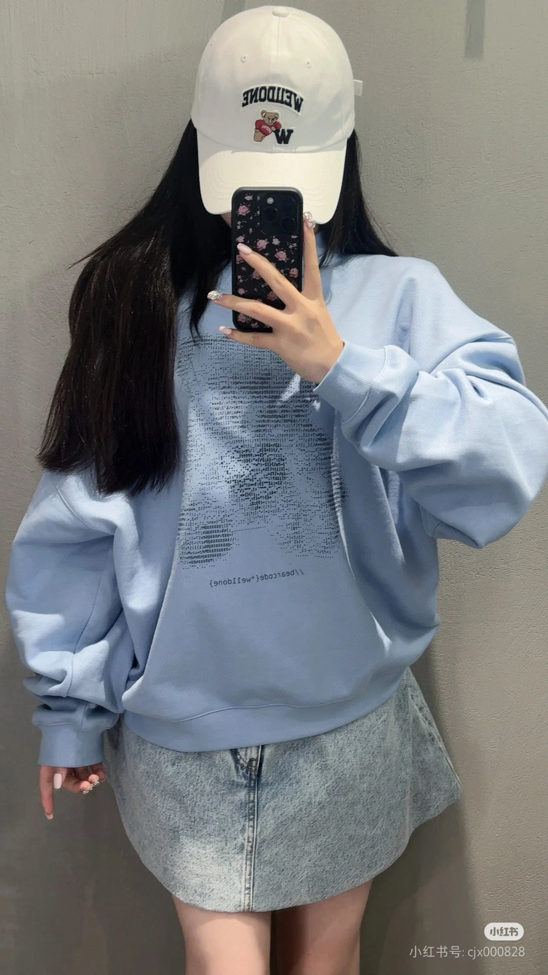 We11done 테디베어 스카이 블루 맨투맨 4